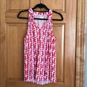 Mud Pie seahorse top M orange and pink